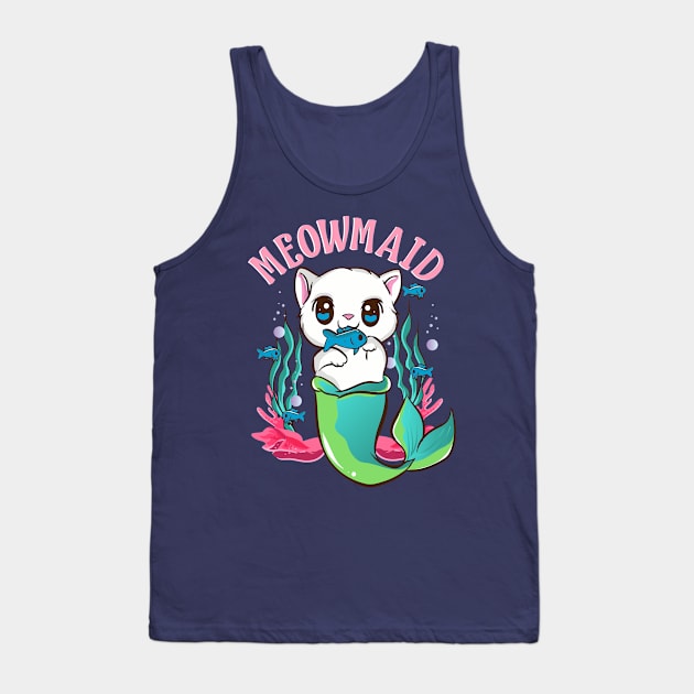 Cat Mermaid Meowmaid Tank Top by E